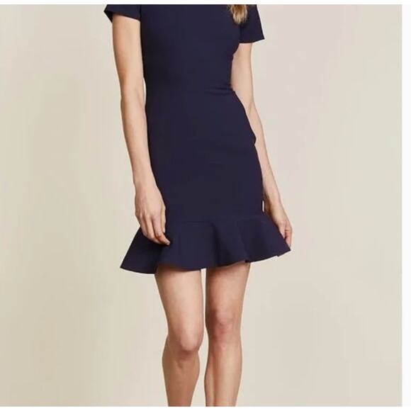 Likely Beckett Peplum Sheath Dress 0 NWOT Navy Blue Academia Prep Career Office - Picture 2 of 7